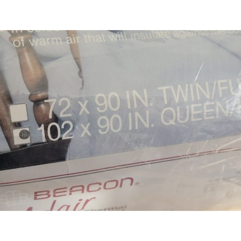 Beacon Adair Thermal Blanket Virgin Acrylic Satin Trim BABY BLUE 102x90 NOS Vtg